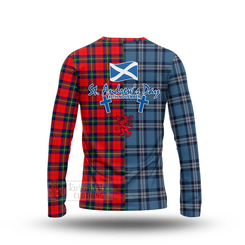 Tartan Vibes Clothing Ruthven Tartan Long Sleeve T-Shirt Happy St. Andrew's Day Half Tartan Style