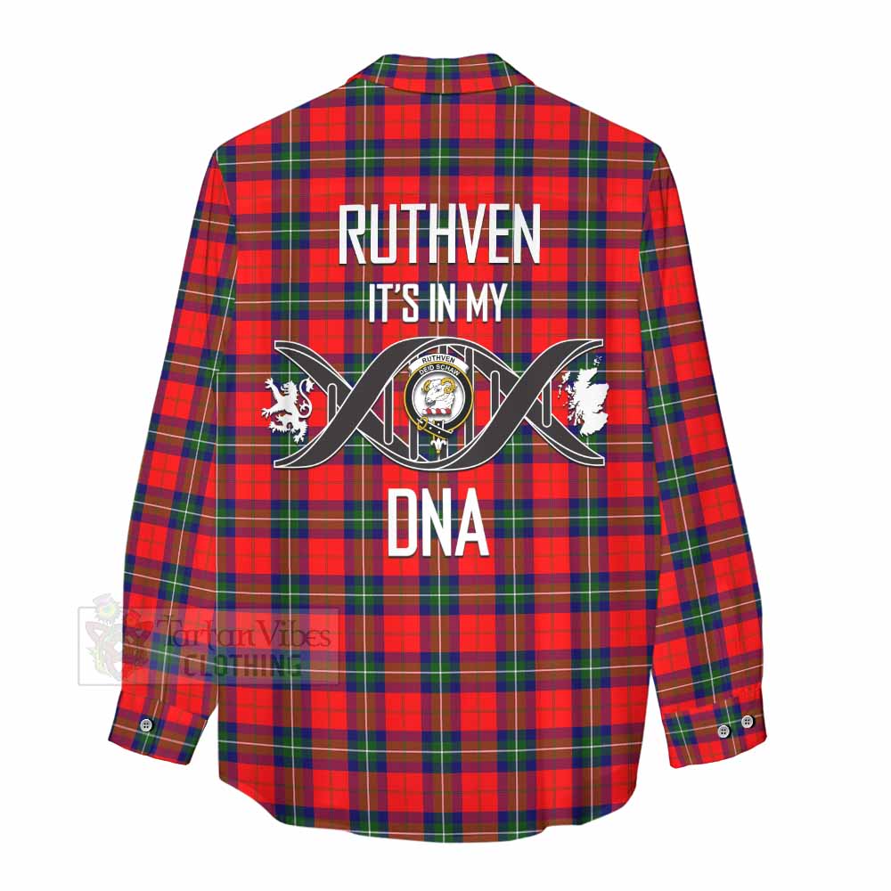 Tartan Vibes Clothing Ruthven Tartan Women's Casual Shirt with Family Crest DNA In Me Style