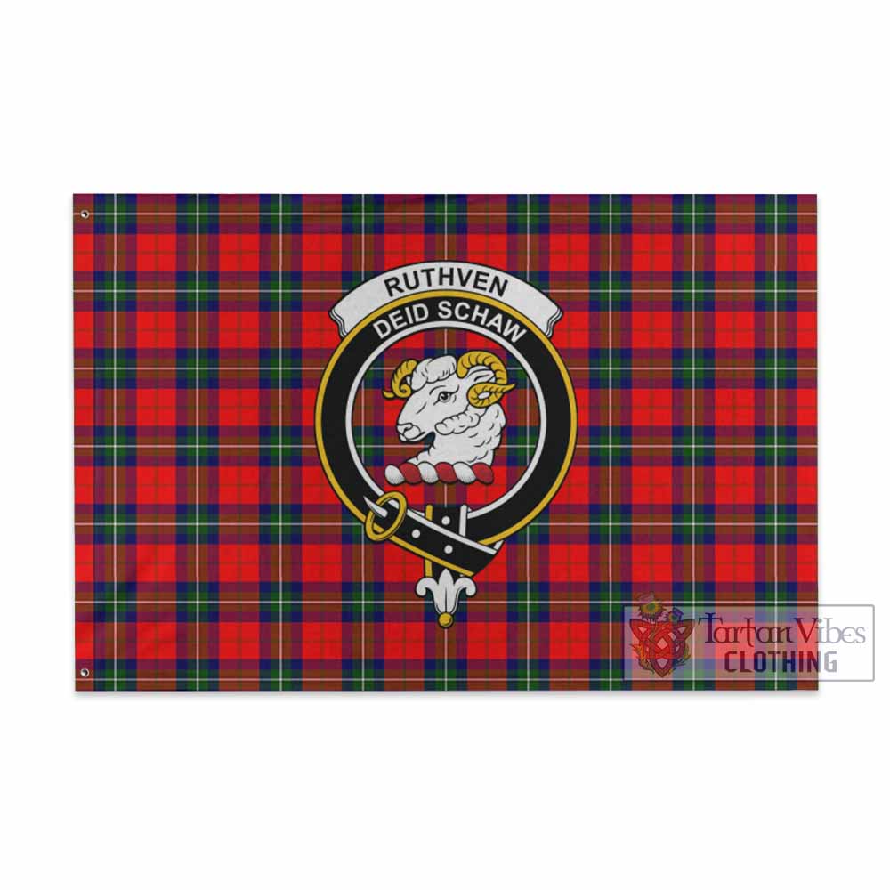 Ruthven Tartan House Flag with Family Crest - Tartan Vibes Clothing