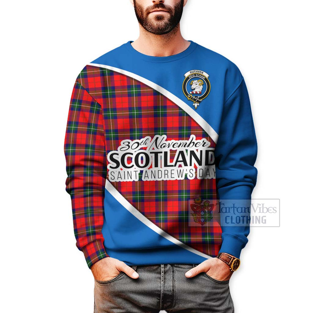 Tartan Vibes Clothing Ruthven Family Crest Tartan Sweatshirt Celebrate Saint Andrew's Day in Style