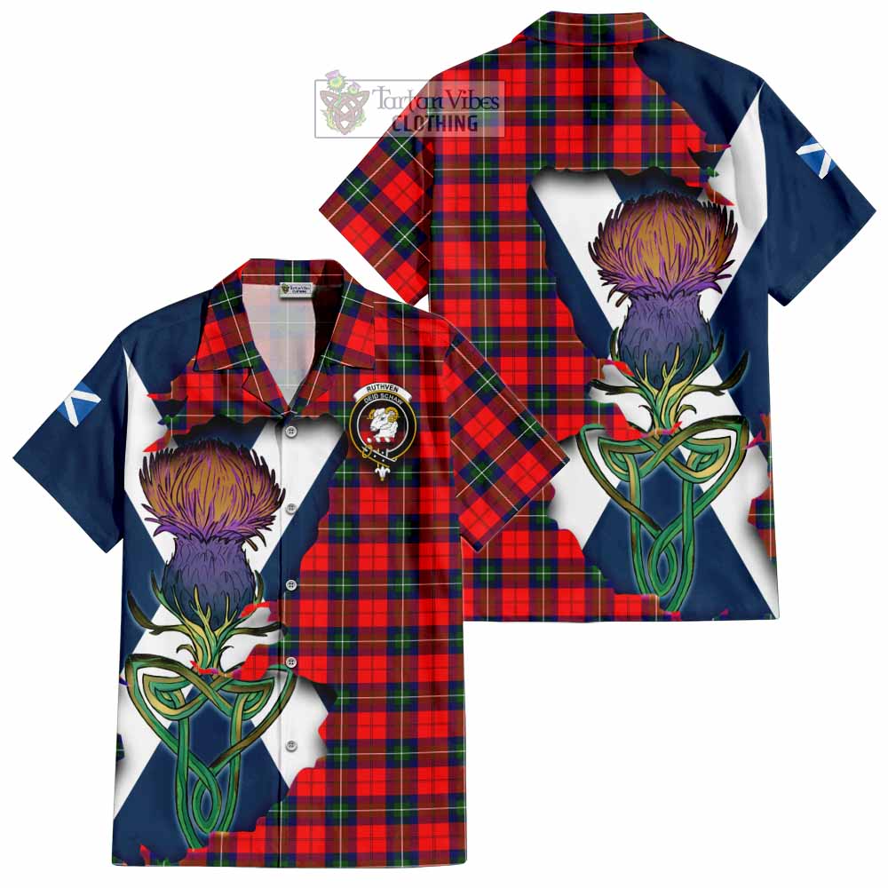 Ruthven Tartan Family Crest Hawaiian Shirt Scottish Thistle Celtic Inspired - Tartan Vibes Clothing