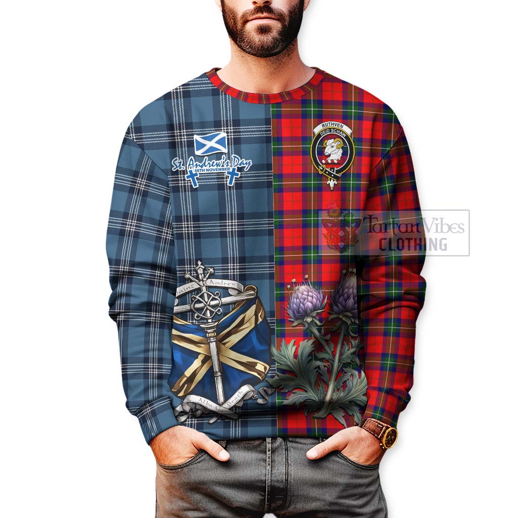 Tartan Vibes Clothing Ruthven Tartan Sweatshirt Happy St. Andrew's Day Half Tartan Style