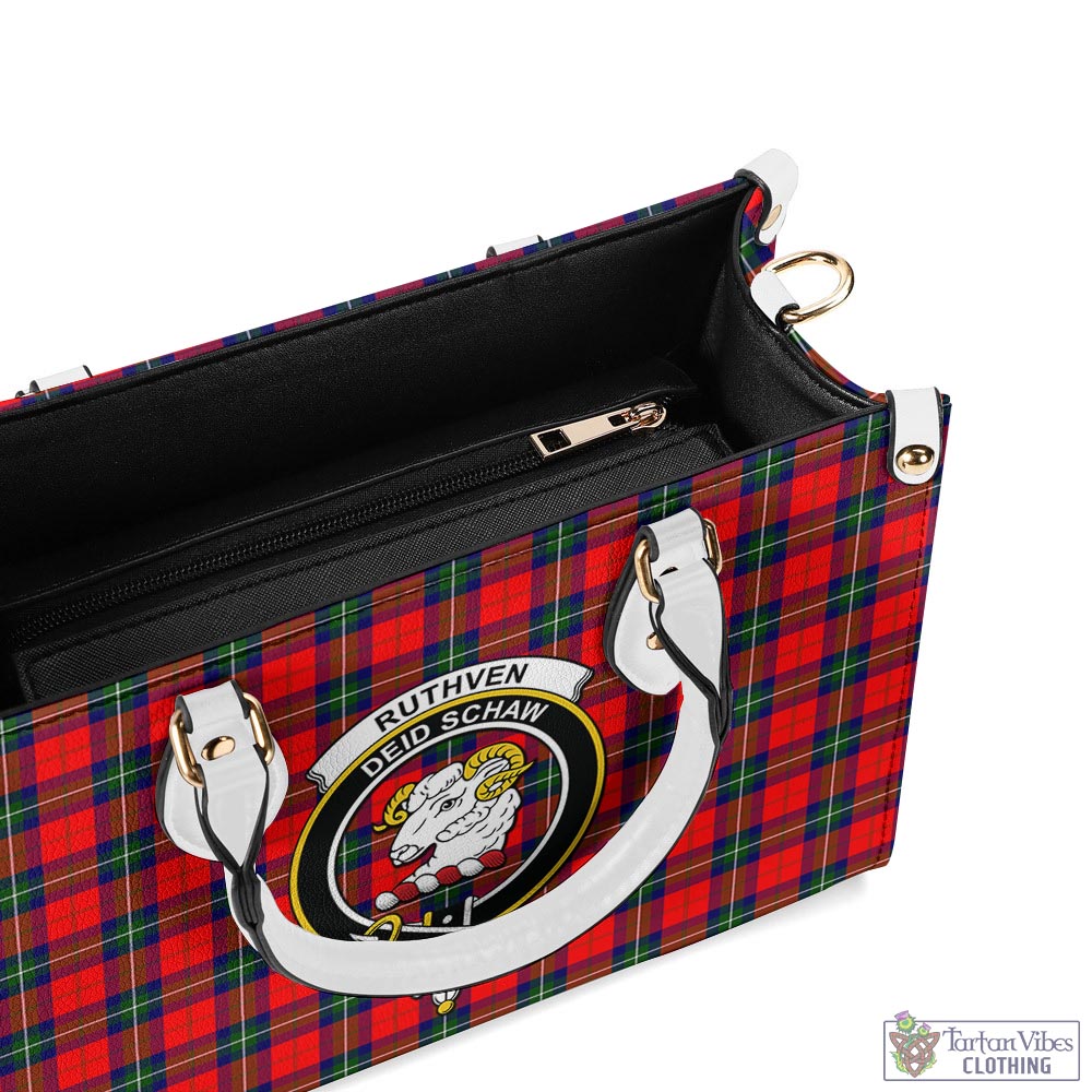 Tartan Vibes Clothing Ruthven Modern Tartan Luxury Leather Handbags with Family Crest