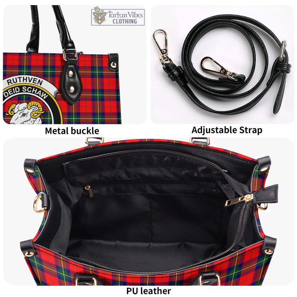 Tartan Vibes Clothing Ruthven Modern Tartan Luxury Leather Handbags with Family Crest