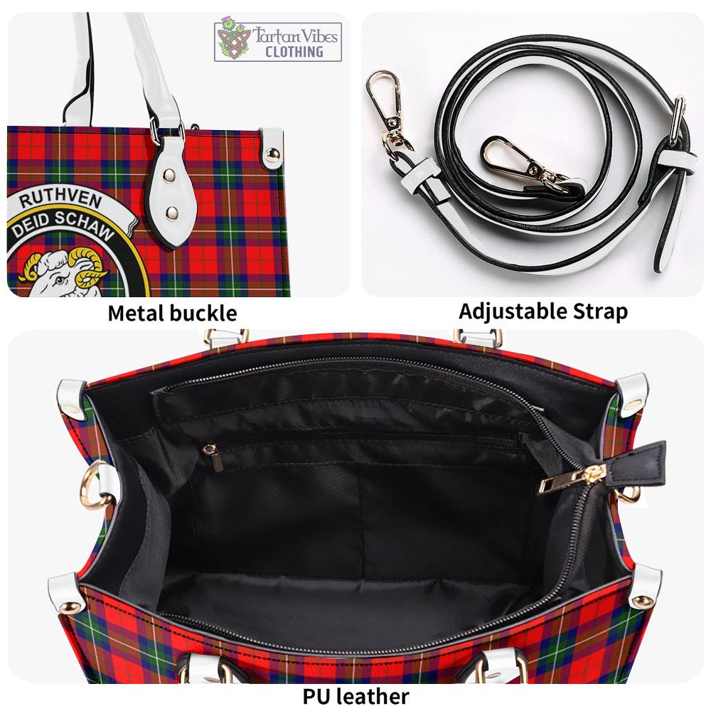 Tartan Vibes Clothing Ruthven Modern Tartan Luxury Leather Handbags with Family Crest