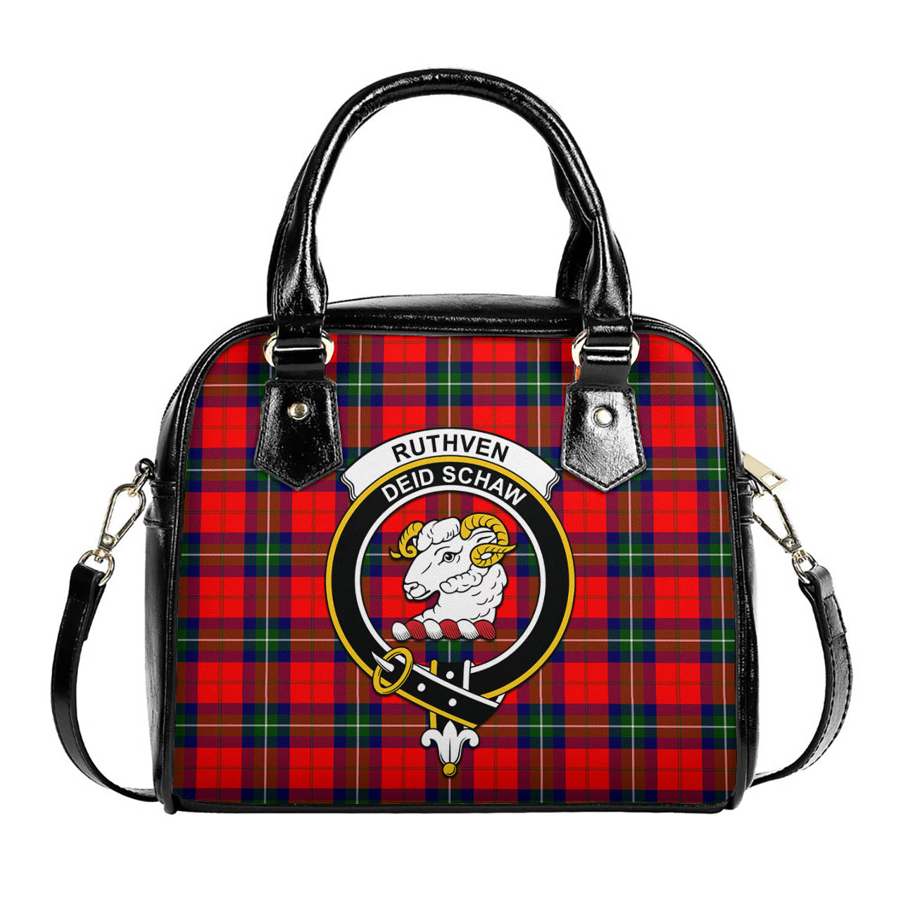 Ruthven Modern Tartan Shoulder Handbags with Family Crest One Size 6*25*22 cm - Tartanvibesclothing