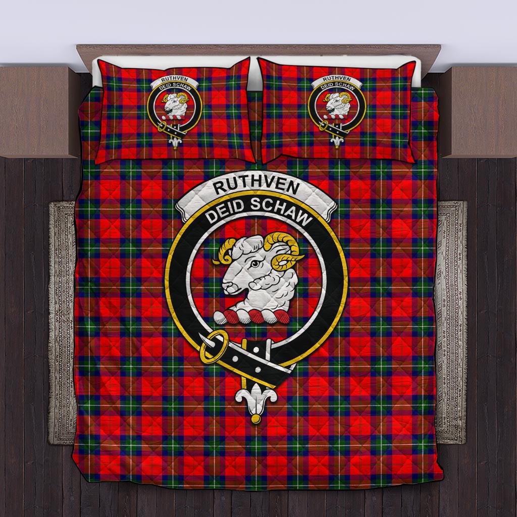 Ruthven Tartan Quilt Bed Set with Family Crest Twin - Tartan Vibes Clothing