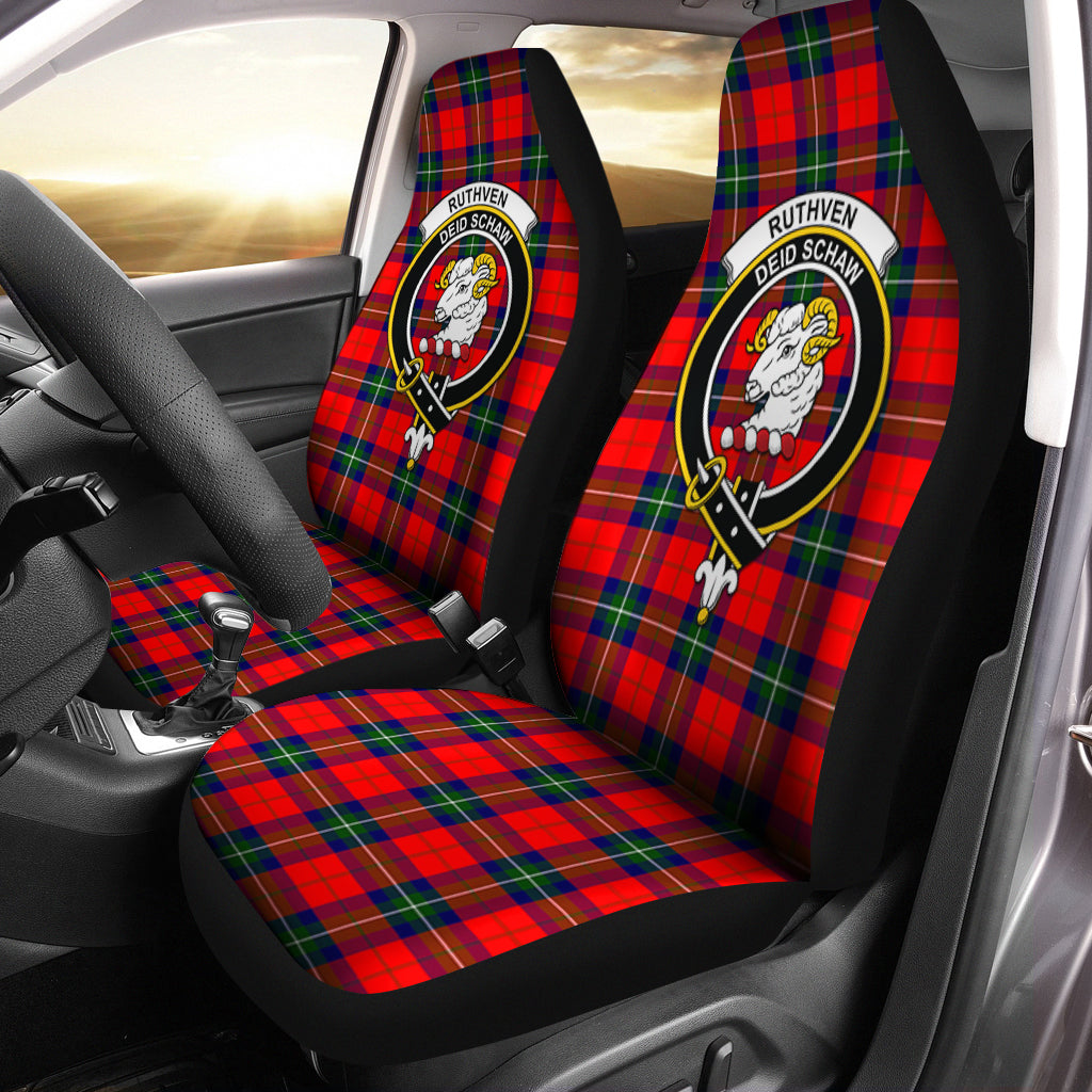 Ruthven Modern Tartan Car Seat Cover with Family Crest One Size - Tartanvibesclothing