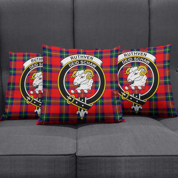 Ruthven Tartan Pillow Cover with Family Crest