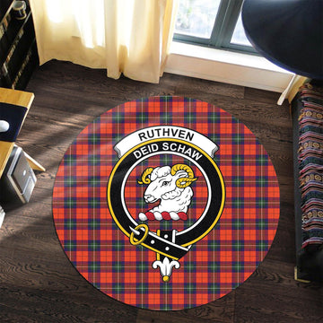 Ruthven Tartan Round Rug with Family Crest