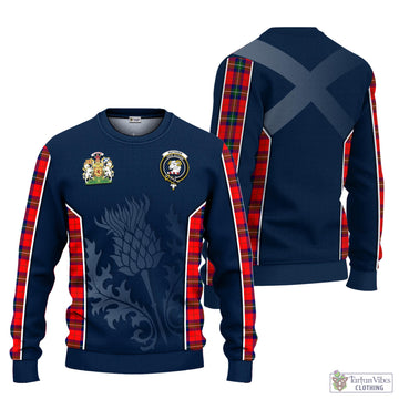 Ruthven Tartan Knitted Sweatshirt with Family Crest and Scottish Thistle Vibes Sport Style