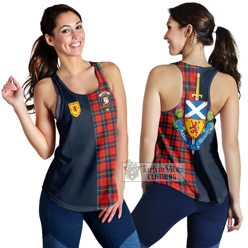 Ruthven Tartan Women's Racerback Tanks Alba with Scottish Lion Royal Arm Half Style 4XL - Tartan Vibes Clothing