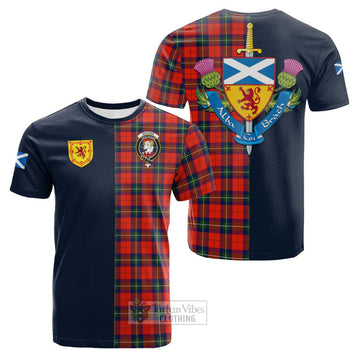 Ruthven Tartan Cotton T-shirt Alba with Scottish Lion Royal Arm Half Style