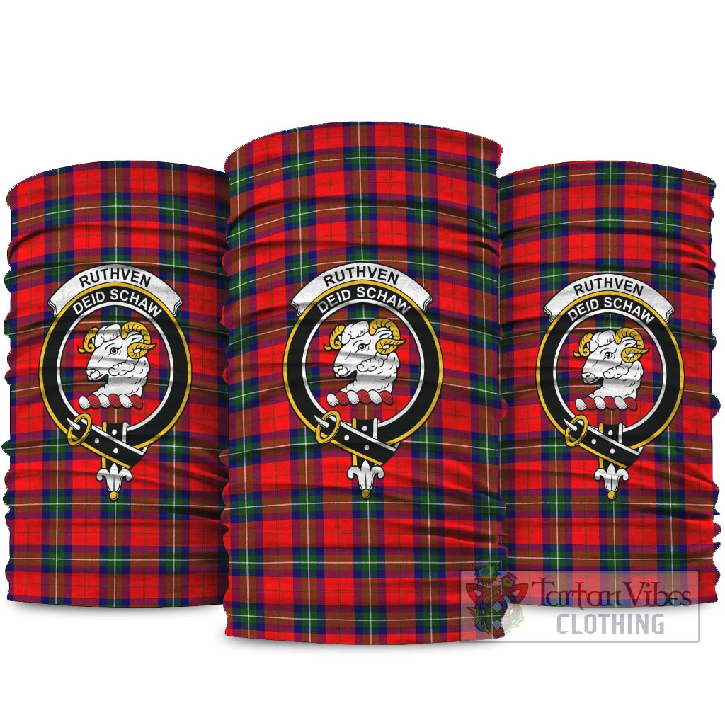 Ruthven Modern Tartan Neck Gaiters, Tartan Bandanas, Tartan Head Band with Family Crest