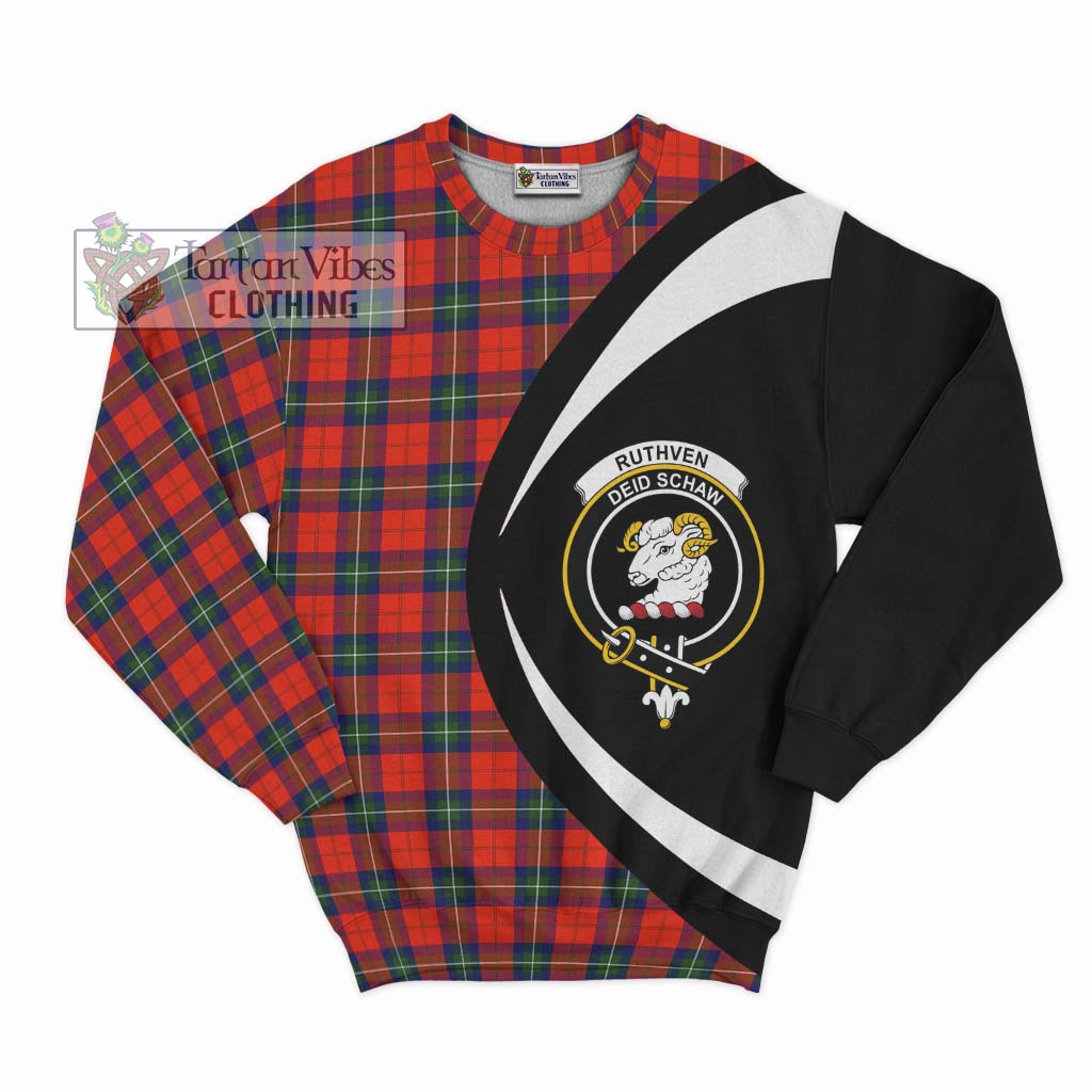 Ruthven Tartan Sweatshirt with Family Crest Circle Style Unisex - Tartan Vibes Clothing