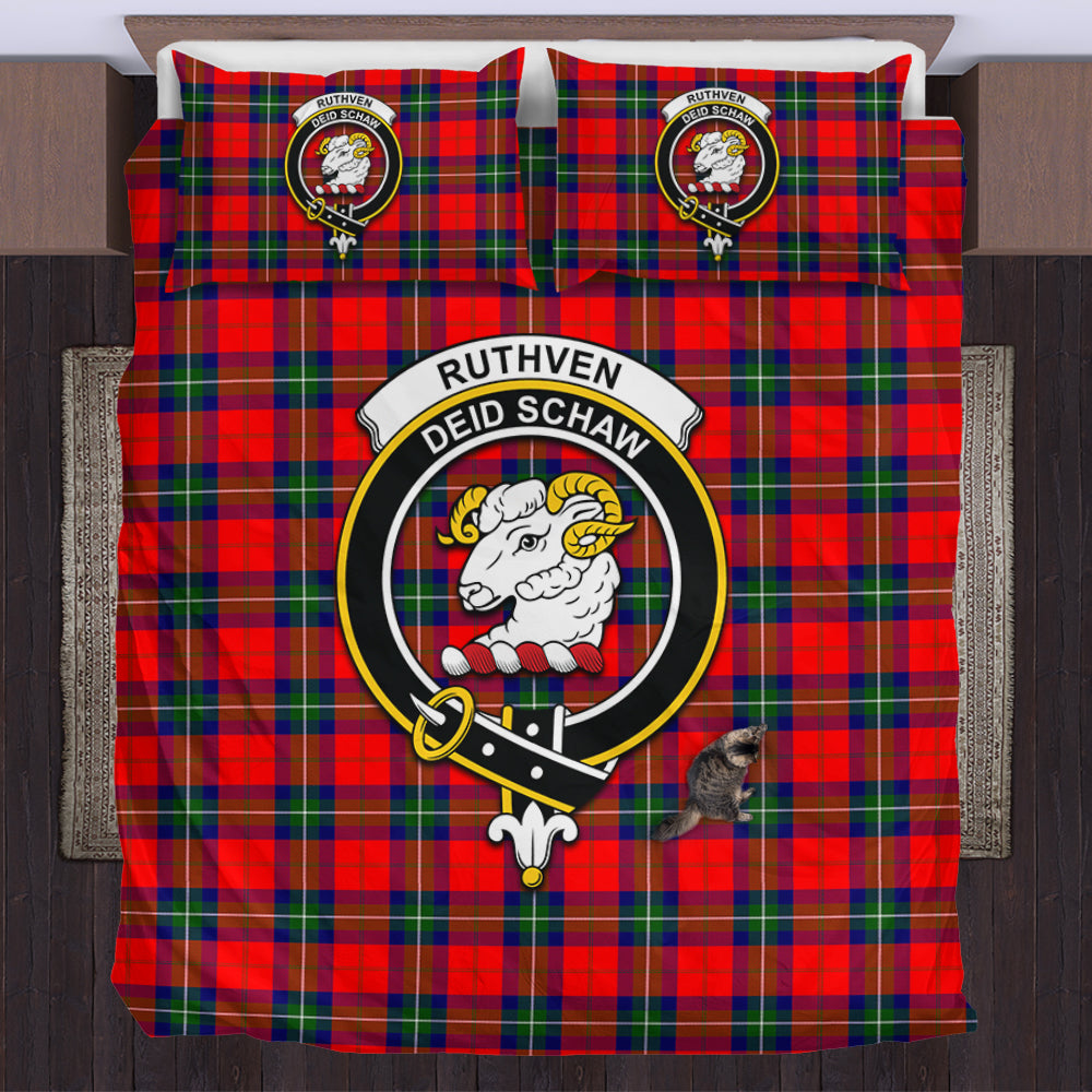 Ruthven Tartan Bedding Set with Family Crest US Bedding Set - Tartan Vibes Clothing