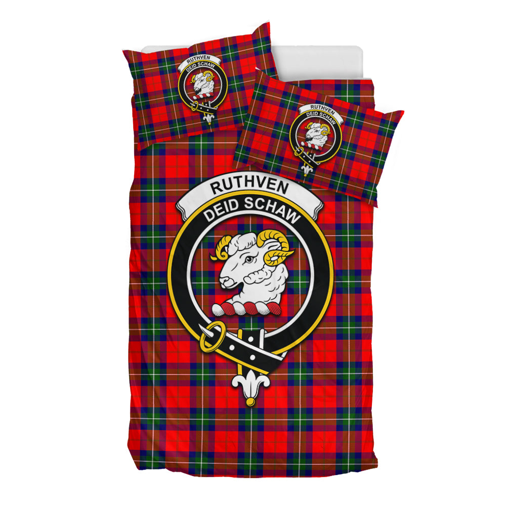 Ruthven Tartan Bedding Set with Family Crest - Tartan Vibes Clothing