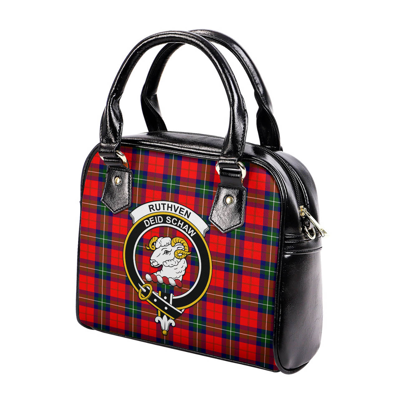 Ruthven Modern Tartan Shoulder Handbags with Family Crest - Tartanvibesclothing