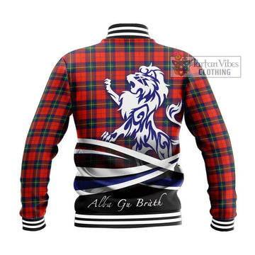 Ruthven Tartan Baseball Jacket with Alba Gu Brath Regal Lion Emblem - Tartan Vibes Clothing
