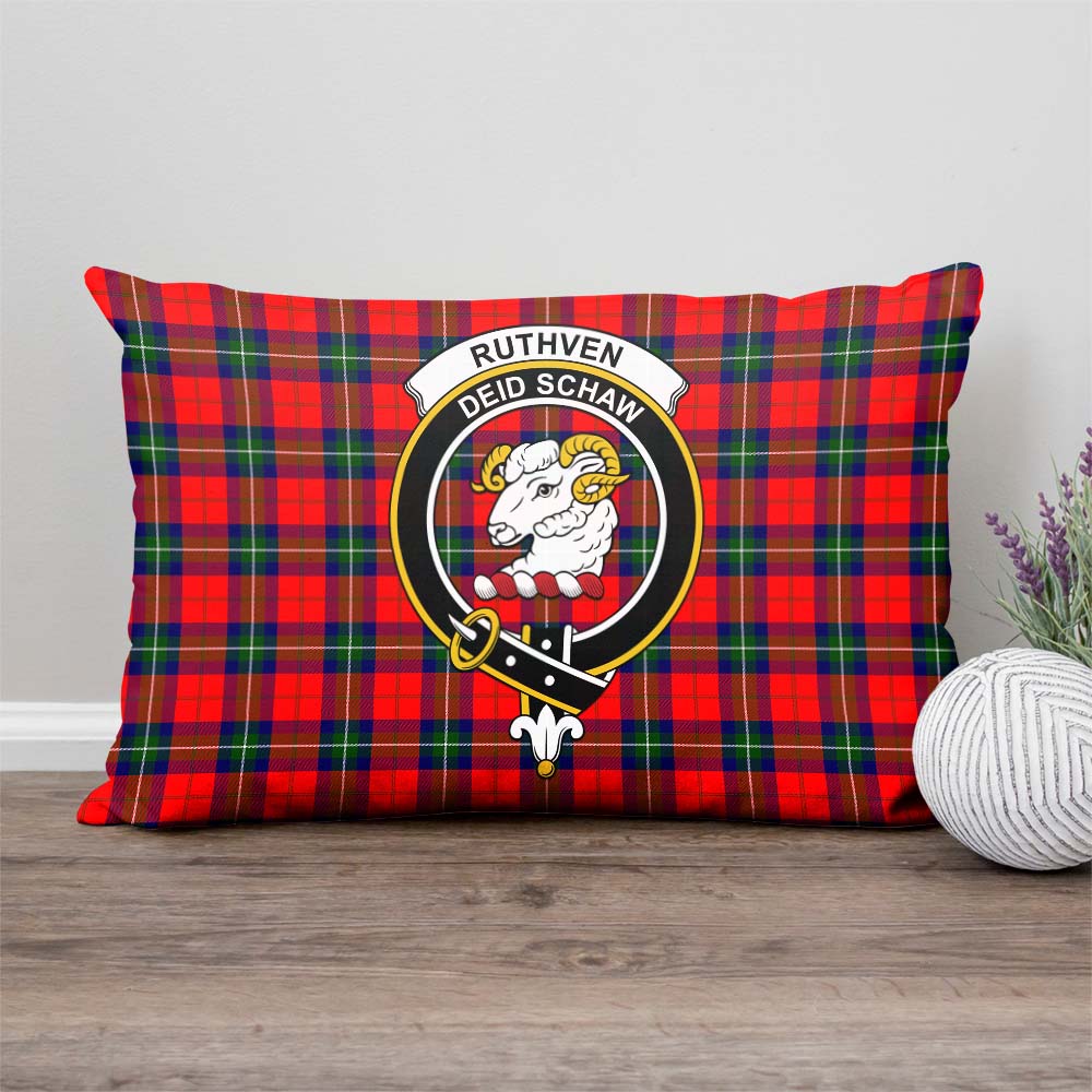 Ruthven Modern Tartan Pillow Cover with Family Crest Rectangle Pillow Cover - Tartanvibesclothing