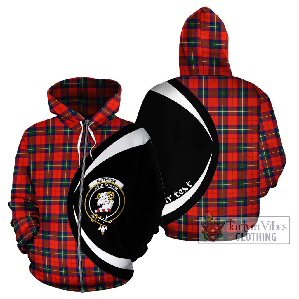 Ruthven Tartan Hoodie with Family Crest Circle Style - Tartan Vibes Clothing