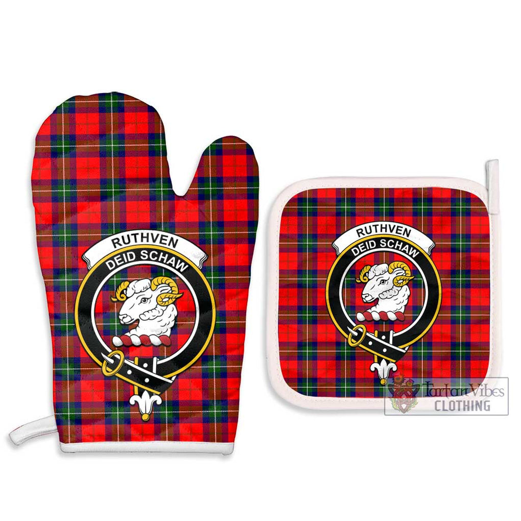 Ruthven Tartan Combo Oven Mitt & Pot-Holder with Family Crest - Tartan Vibes Clothing