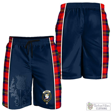 Ruthven Tartan Men's Shorts with Family Crest and Scottish Thistle Vibes Sport Style