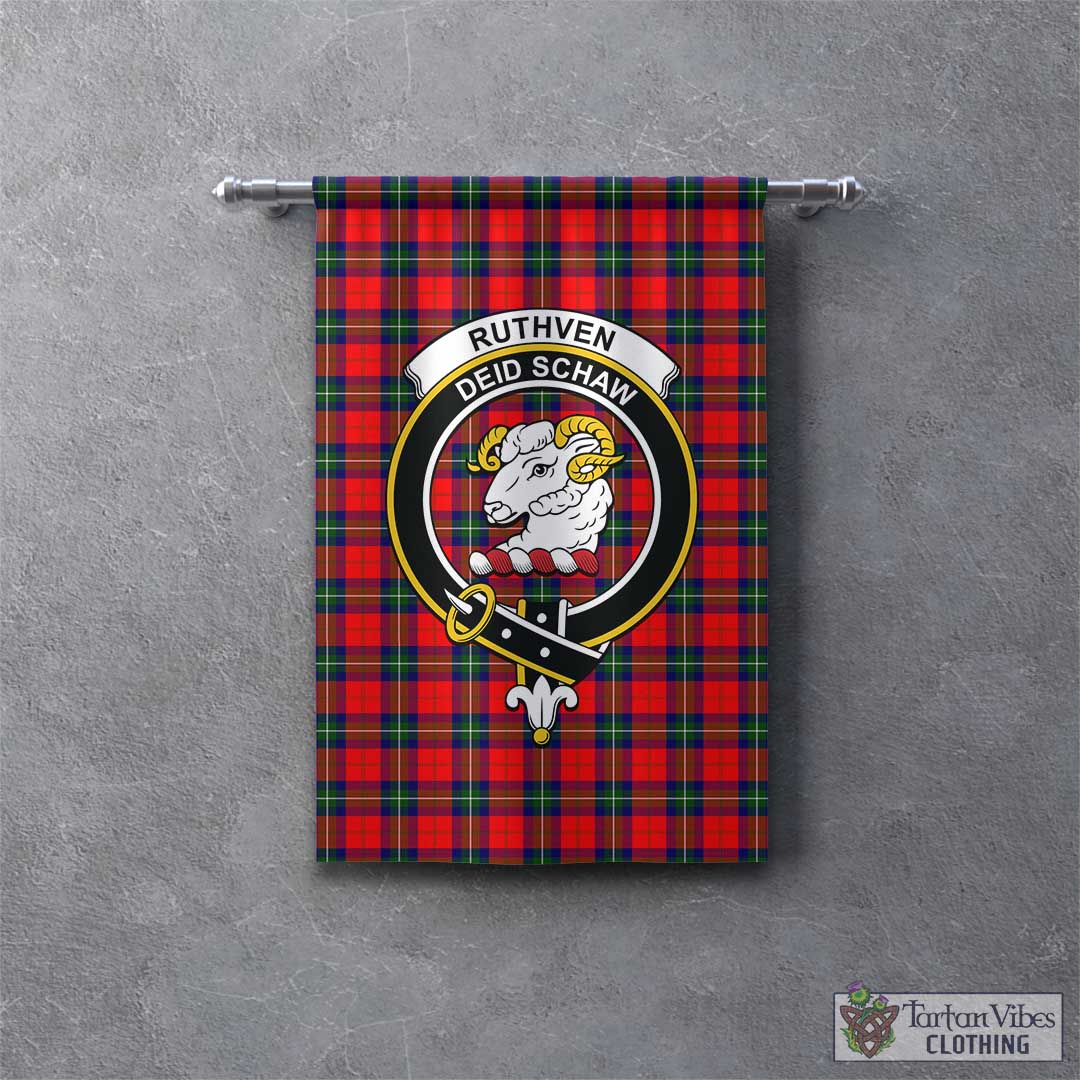 Tartan Vibes Clothing Ruthven Modern Tartan Gonfalon, Tartan Banner with Family Crest