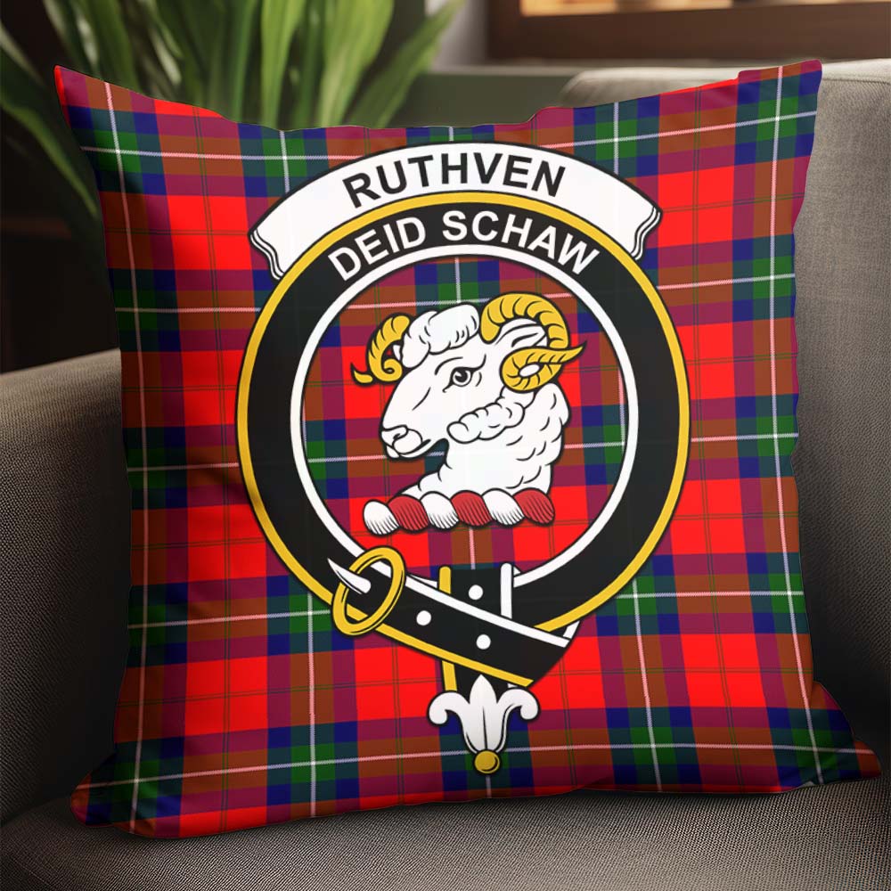 Ruthven Modern Tartan Pillow Cover with Family Crest - Tartanvibesclothing