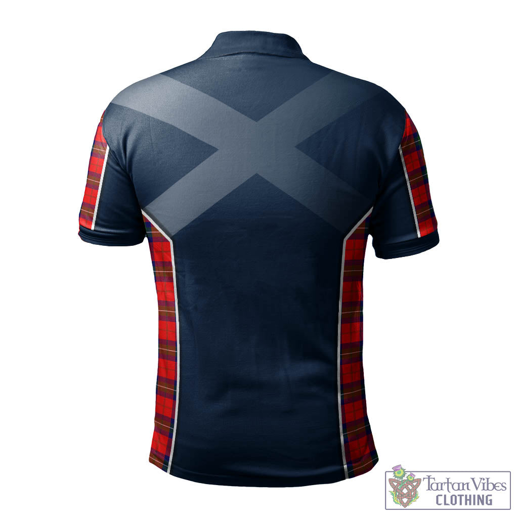 Tartan Vibes Clothing Ruthven Modern Tartan Men's Polo Shirt with Family Crest and Lion Rampant Vibes Sport Style