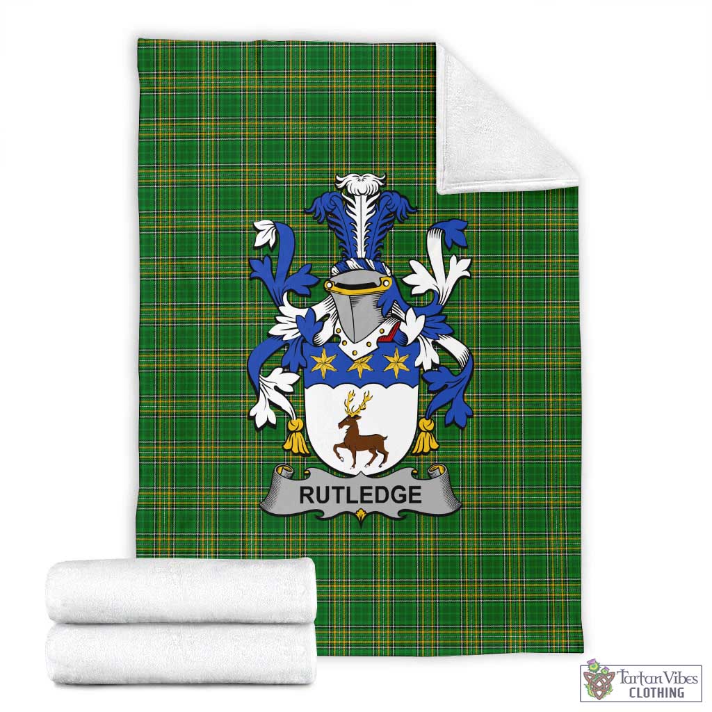 Tartan Vibes Clothing Rutledge Irish Clan Tartan Blanket with Coat of Arms