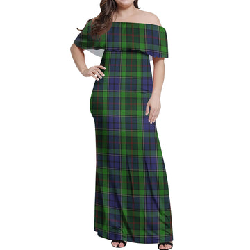 Rutledge Tartan Off Shoulder Long Dress