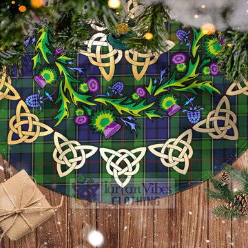 Rutledge Tartan Christmas Tree Skirt with Thistle Celtic Knot Style