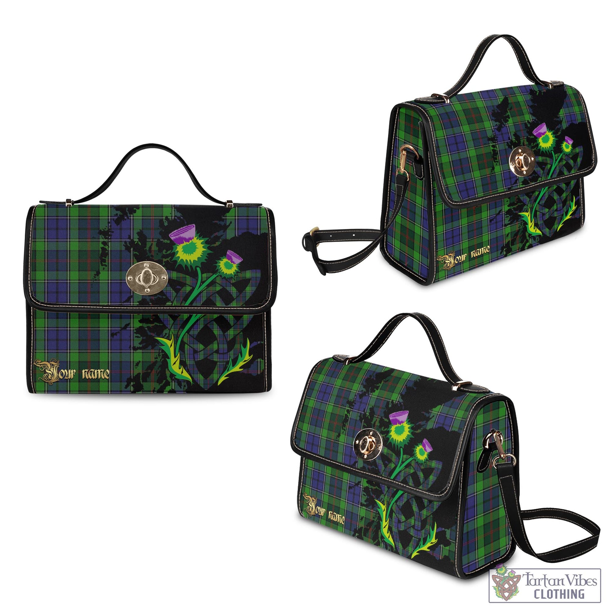 Tartan Vibes Clothing Rutledge Tartan Waterproof Canvas Bag with Scotland Map and Thistle Celtic Accents