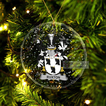 Ruxton Irish Clan Christmas Glass Ornament with Coat of Arms