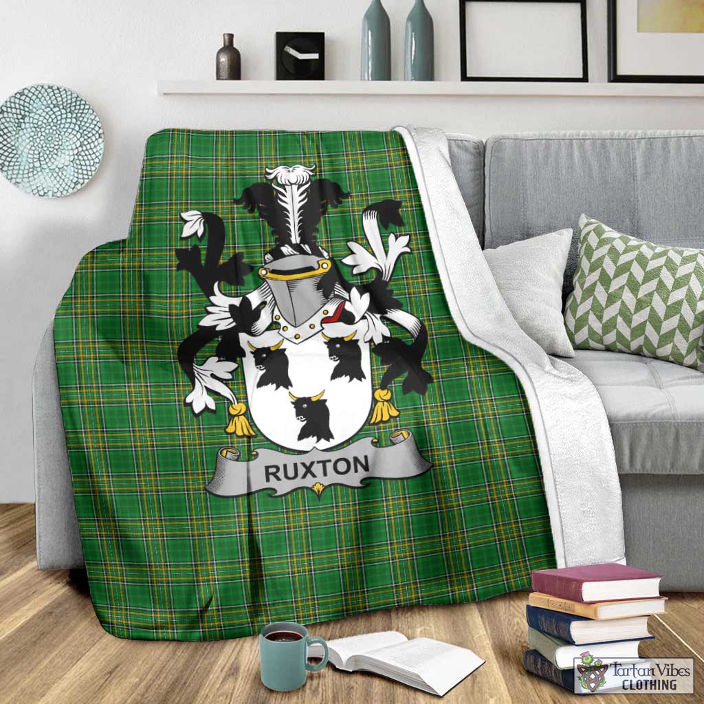 Tartan Vibes Clothing Ruxton Irish Clan Tartan Blanket with Coat of Arms