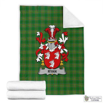 Ryan Irish Clan Tartan Blanket with Coat of Arms X-Large 59 x 79 inches 150 x 200 cm - Tartan Vibes Clothing