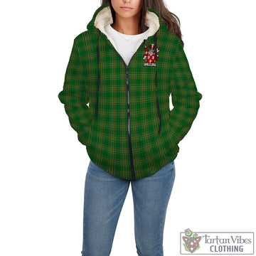 Ryan Irish Clan Tartan Sherpa Hoodie with Coat of Arms - Tartan Vibes Clothing