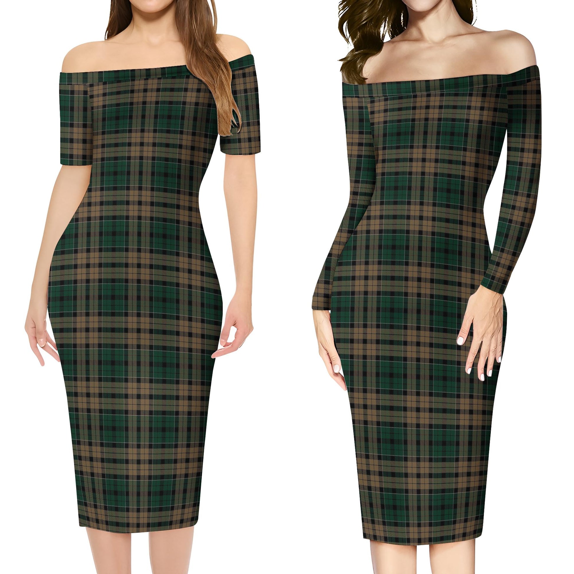 Sackett Tartan Off Shoulder Lady Dress Women's Dress - Tartanvibesclothing