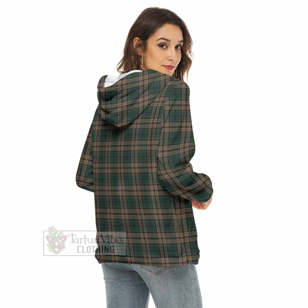 Tartan Vibes Clothing Sackett Tartan Women's Borg  Half Zip Fleece Hoodie