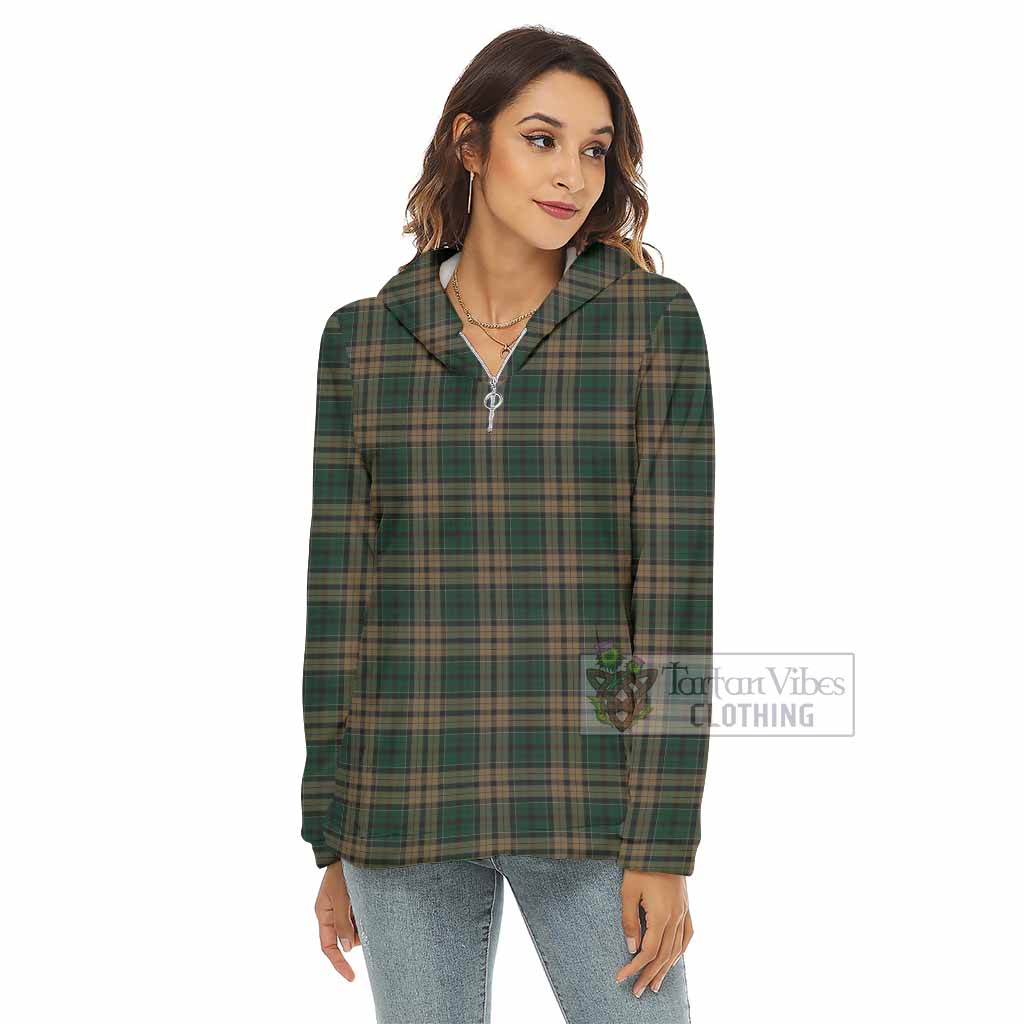 Tartan Vibes Clothing Sackett Tartan Women's Borg  Half Zip Fleece Hoodie