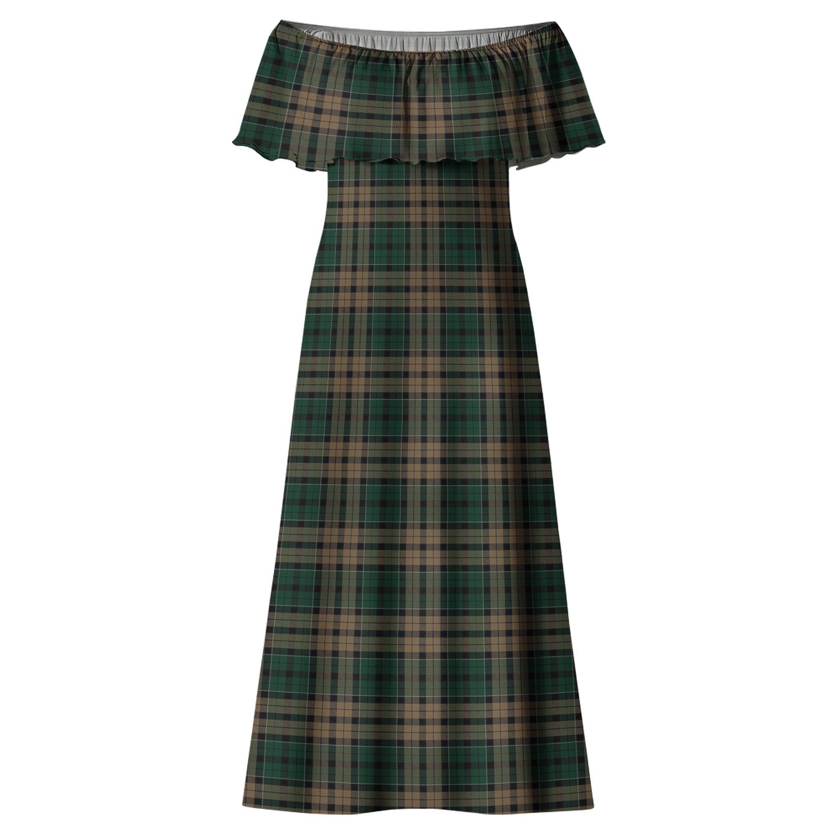 Sackett Tartan Off Shoulder Long Dress - Tartanvibesclothing