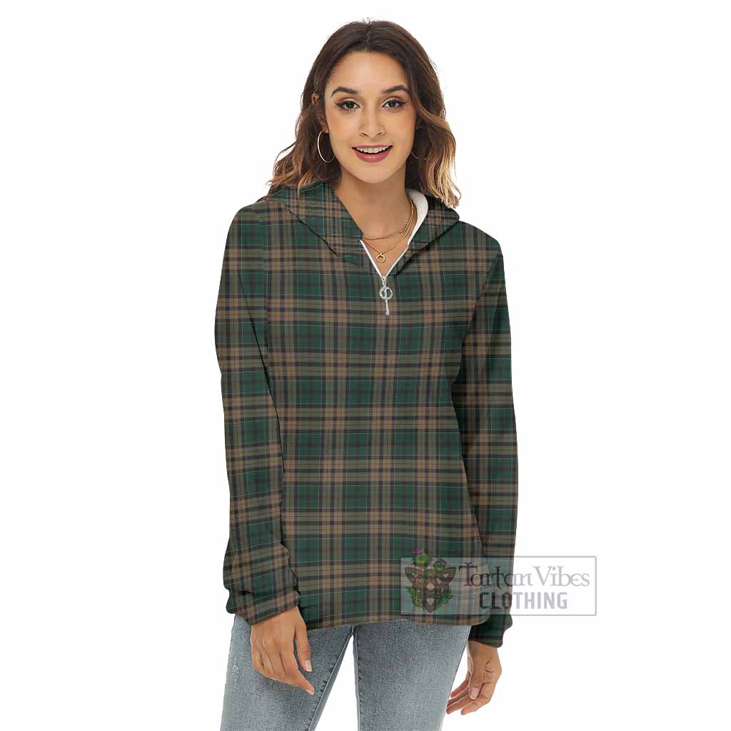 Tartan Vibes Clothing Sackett Tartan Women's Borg  Half Zip Fleece Hoodie