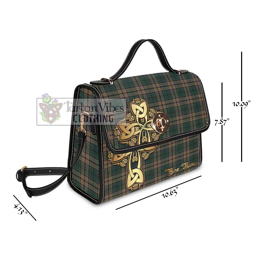 Tartan Vibes Clothing Sackett Tartan Waterproof Canvas Bag Golden Thistle Celtic Cross Style