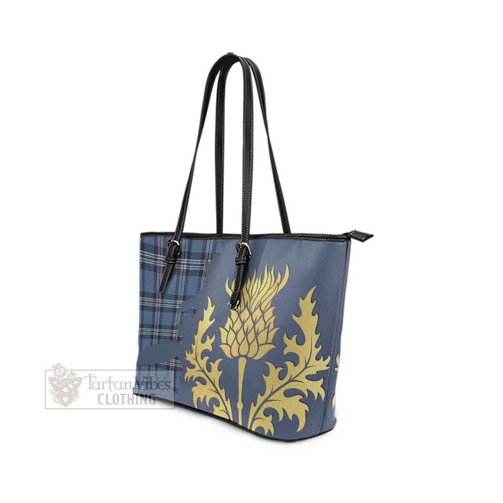 Saint Andrews Tartan Leather Tote Bag Gold Thistle Style - Tartan Vibes Clothing