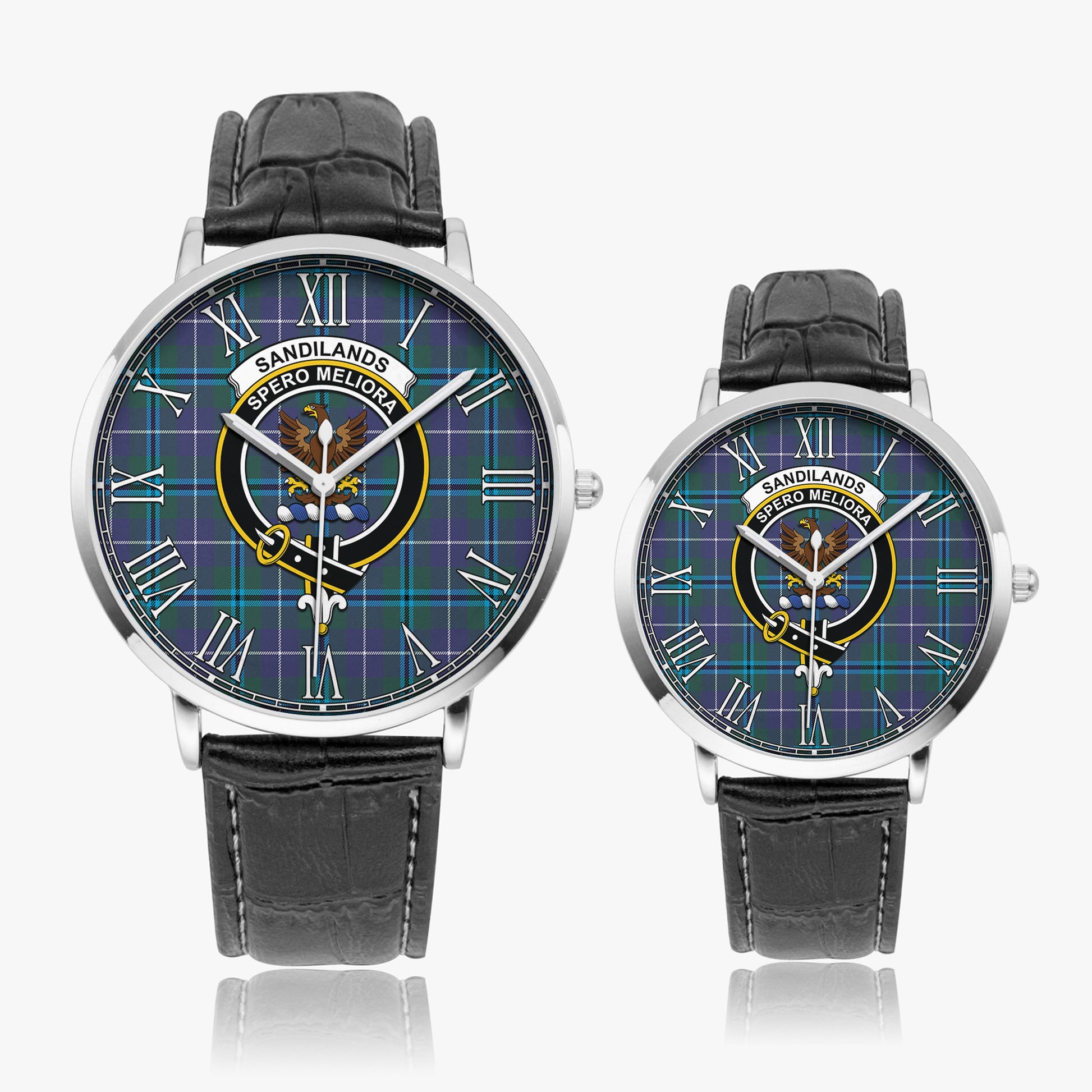 Sandilands Tartan Family Crest Leather Strap Quartz Watch - Tartanvibesclothing