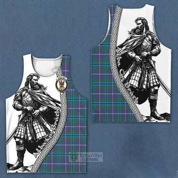 Sandilands Tartan Clan Crest Men's Tank Top with Highlander Warrior Celtic Style