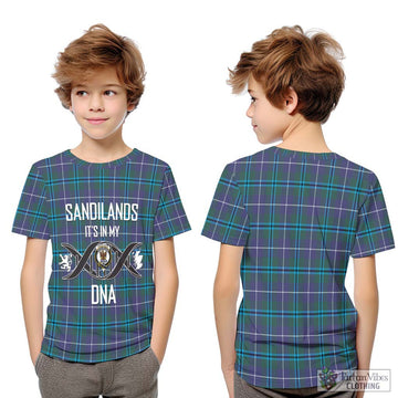 Sandilands Tartan Kid T-Shirt with Family Crest DNA In Me Style