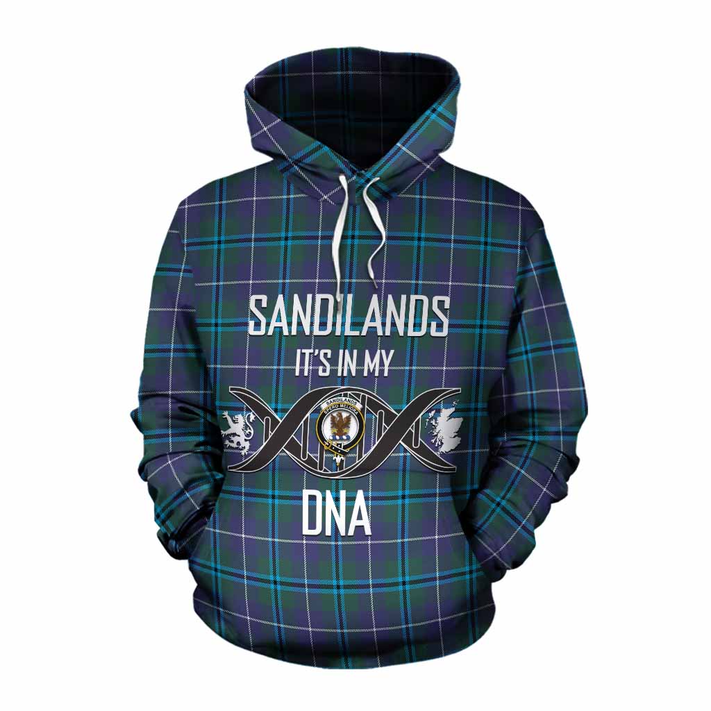 Tartan Vibes Clothing Sandilands Tartan Cotton Hoodie with Family Crest DNA In Me Style