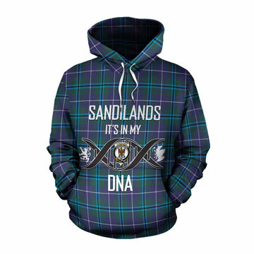 Sandilands Tartan Cotton Hoodie with Family Crest DNA In Me Style